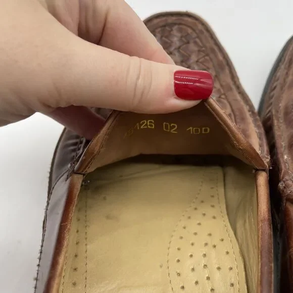 Florsheim Marshall Men's Size 10 D Brown Woven Leather Slip On Shoes Loafers - Picture 6 of 9